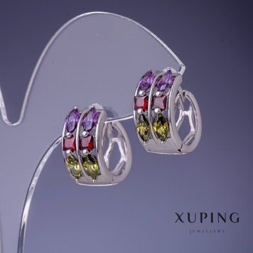 Сережки з різнокольоровим каменем Xuping Родій