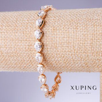 Браслет Xuping з білими цирконами s-6мм L-18-20 см позолота 18К 56168 фото