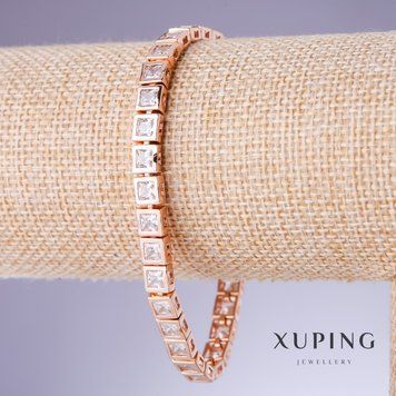 Браслет Xuping з білими цирконами s-5мм L-18-21см позолота 18К 56179 фото