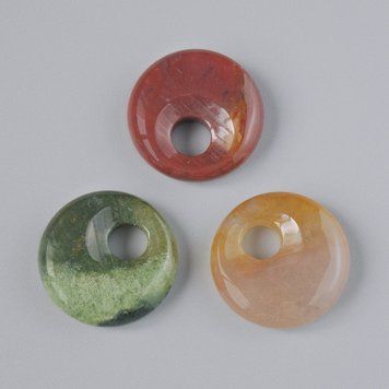 Підвіска пончик (бублик) Зелена Яшма натуральний камінь d-18х5мм+- d-отвору 5мм+- 47192 фото