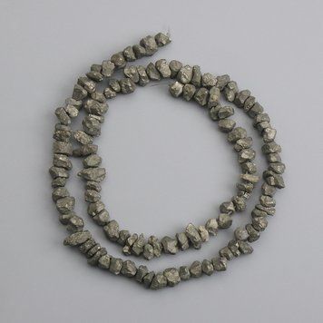 Намистини Пірит необроблена крихта d-4-6х3-7мм+- L-40см +- 73781 фото