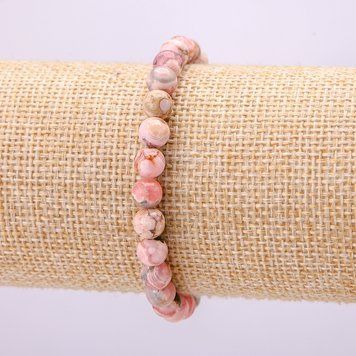 Браслет из натурального камня Родохрозит, гладкий шарик d-6,5мм, L- 18см 90754 фото