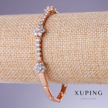 Браслет Xuping с белыми цирконами s-4-10мм L-18,5-19,5 см позолота 18К 56252 фото