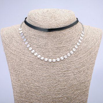 Чокер Xuping Родій і шнур s-5,5мм + - L-31-39см + - 57835 фото
