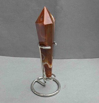 Сувенирный карандаш конус натуральный Агат с жеодами 138х32мм+- вес 153гр. с подставкой 49126-6 фото