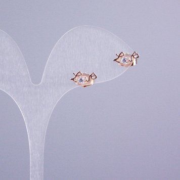 Сережки пусети Xuping Позолота 18К з білим камінням Love 11х5мм+- 55770 фото