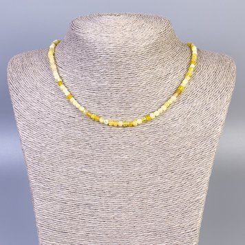 Намисто Агат жовтий гранований кубик d-4х4мм+- L-45см+- з замочком 93388 фото