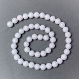 Намистини Агат Білий (прес.) гладка кулька d-8мм+- L - 40см+- на волосіні 71598 фото