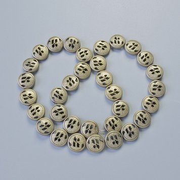 Намистини Гематит колір матовий світло-золотистий d-12х4,5мм+- L-41см+- на нитці 73708 фото