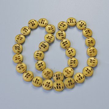 Намистини Гематит колір матовий золотистий d-12х4,5мм+- L-41см+- на нитці 73706 фото