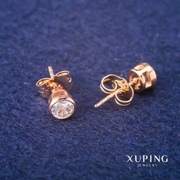 Сережки Xuping Сережки пусети кульчики 6мм "позолота 18К" 55621 фото