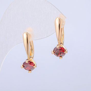 Сережки Xuping Позолота 18К з червоним кристалом d-22х8мм + - 55104 фото