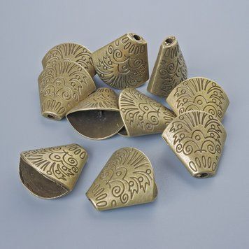 Фурнітура наконечник d-18х19,5х10мм, d-отвору 2,3мм, фас. 10шт+- бронзовий колір металу 50290 фото