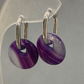 Серьги Агат фиолетовый бублик d-18мм+- L-30мм+- 81824 фото