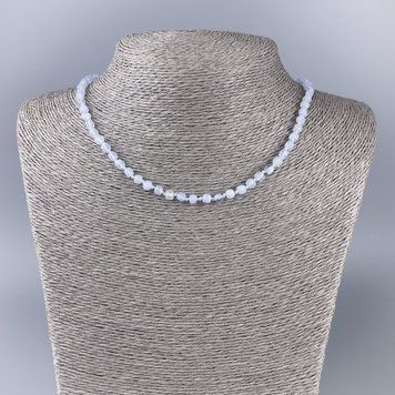 Намисто Агат (блакитний Халцедон) гранований кубик d-4х4мм+- L-51см+- 93333 фото