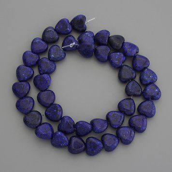 Бусины Лазурит сердце 10х10мм+- на леске L-38см+- 71908 фото