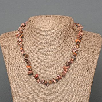 Намисто Родоніт натуральний камінь крихта d-8х4мм+- L-47см+- 94063 фото