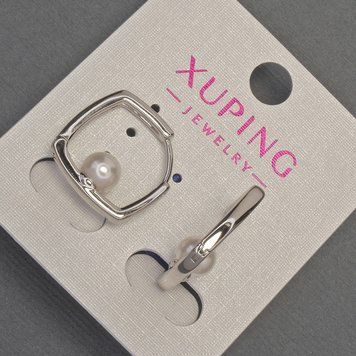 Сережки Xuping з намистиною Майорка d-6мм+- L-18мм+- родій 55620 фото