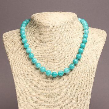 Бусы из натурального камня Аквамарин гладкий шарик d-10мм+- L-45см+- 93576 фото