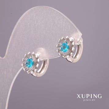 Серьги Xuping с голубыми камнями 9х13мм Родий 55479 фото