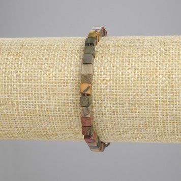Браслет Яшма Пікассо кубик 4,5х4,5мм+- L-18см+- стрейч 91793 фото