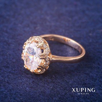 Кольцо Xuping с белым камнем Позолота 18К р-р 16 15831 фото