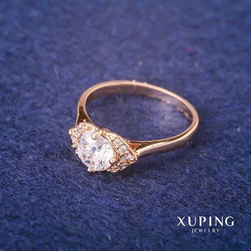 Кольцо Xuping с белым камнем Позолота 18К р-р 16, 17 16747 фото