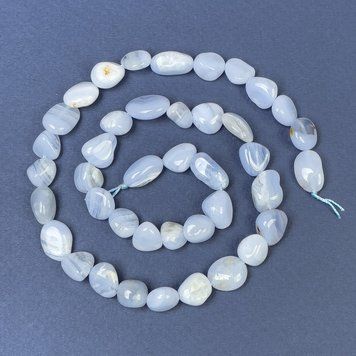 Намистини Агат блакитний на нитці галтівка d-9-11х8-9мм+- L-40см + - 70013 фото