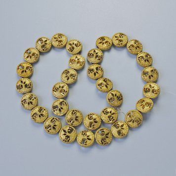 Намистини Гематит "Дерево" колір матовий золотистий d-12,5х4,5мм+- L-41см+- на нитці 73710 фото
