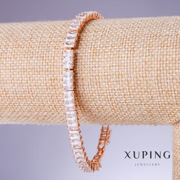 Браслет Xuping з білими цирконами s-6мм L-18-20см позолота 18К 56211 фото