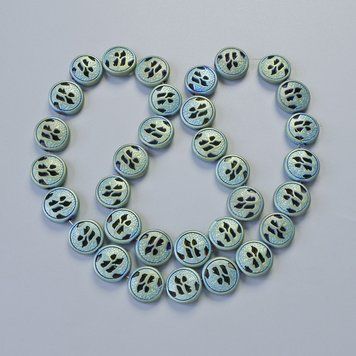 Намистини Гематит колір матовий хамелеон d-12х4,5мм+- L-41см+- на нитці 73718 фото