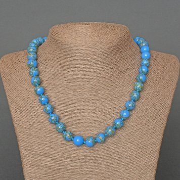 Намисто Імператорська Яшма синя (прес) гладка кулька d- 10мм+- L-49см+- 75011 фото